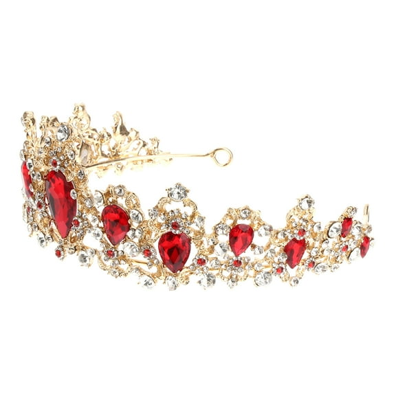 Masteelf  Topper Tiara Crown for Women Sparkly Hair Accessory Red Rhinestone Headband