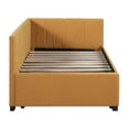 thumbnail image 6 of Yellow Linen Twin Daybed With Trundle, Stable Build, No Box Spring Needed Fabric Upholstered Functional Size Bed, 6 of 7