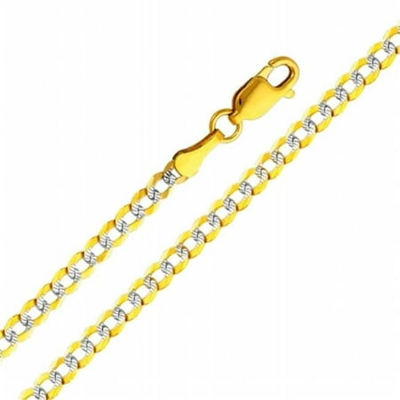 Jewelry 14k Two Tone Gold 3.2-mm Cuban Chain Necklace (22 inch)