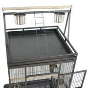 HomGarden 68-inch 2in1 Large Iron Bird Cage Play Top W/Rolling Stand for Small Medium Parrot Pet Black