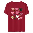 thumbnail image 4 of Njagoc3 Womens Pink Heart-Print Womens Short Sleeve T-Shirt - Graphic, Multi-Color, Casual & Valentine's, 4 of 6