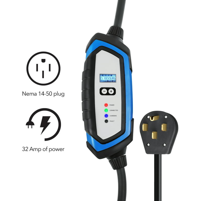  EV + Level 2 Charger Replacement Cord for Electric Vehicles -  32 Amp 240 Volt SAE J1772 Charger for All EV Charging Stations - 20 ft EV  Charging Cable : Automotive