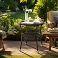 thumbnail image 3 of Patio Novagarden Outdoor Classic Simple Assembly PE Rattan and Tempered Glass Round End Table, Brown, 3 of 7