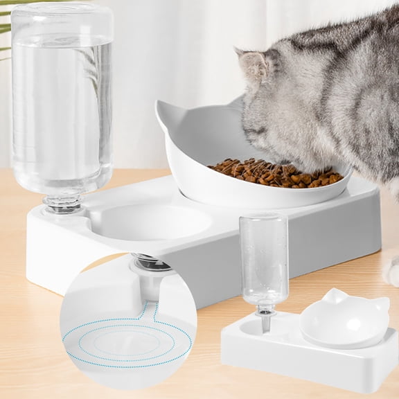 Pet Supplies Adjustable Cat Food and Water Bowl Set Double Elevated Feeding Station for Cats and Small Dogs 015° Tilt Design Easy Clean