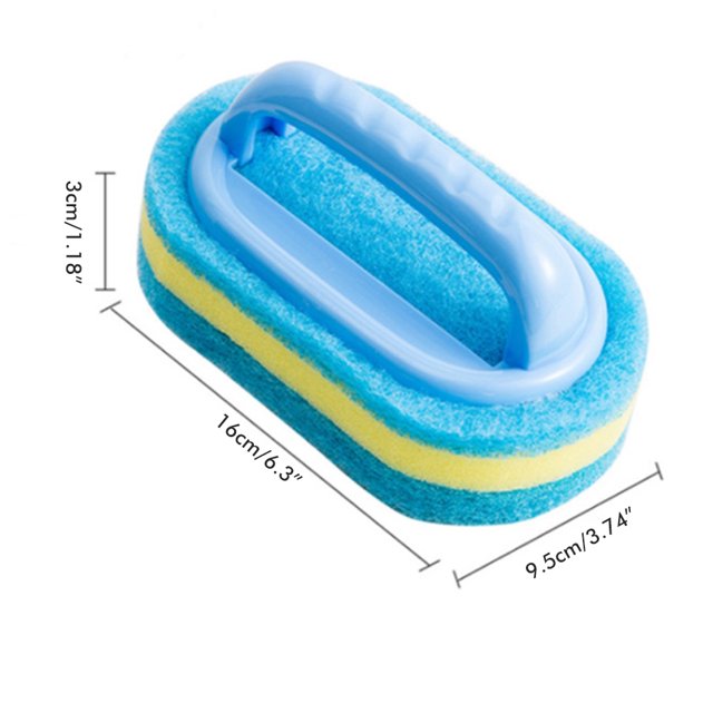 Cepillo de limpieza de esponja para cocina, baño, cepillo de esponja portátil con mango de plástico, 2 uds., cepillo de esponja multifunción