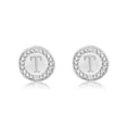 thumbnail image 2 of SuperJeweler T Initial Diamond Stud Earrings in Sterling Silver for Women, 2 of 6