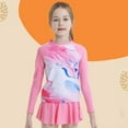 thumbnail image 4 of GYRATEDREAM Girls Rash Guard Two Pieces Bathing Suit Long Sleeve Swimsuit Swimming Skirt with Shorts Swimwear 8-14 Years, 4 of 10