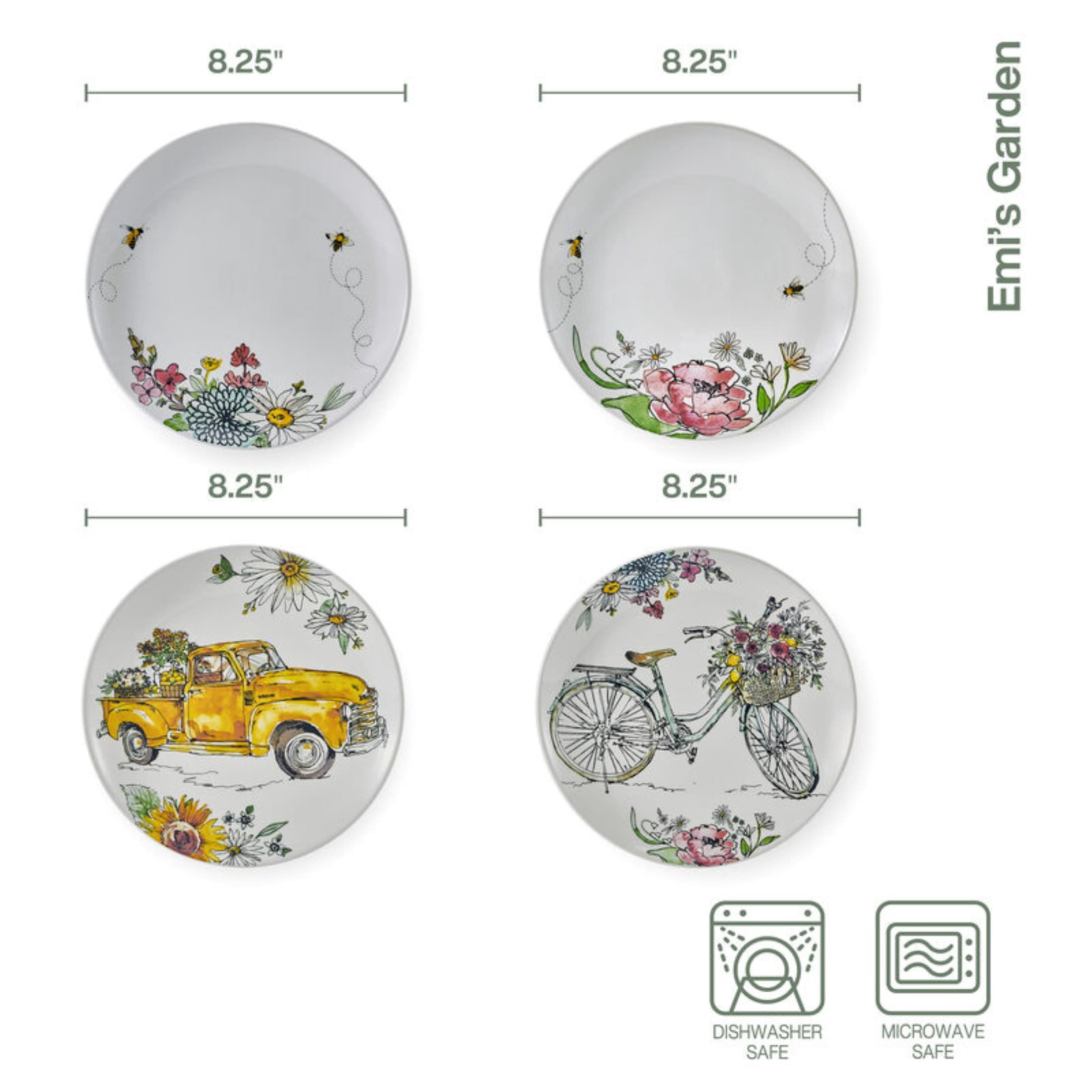 Fitz and Floyd Emis Garden 8 1/4" Round Earthenware Party Plate (4 Count)