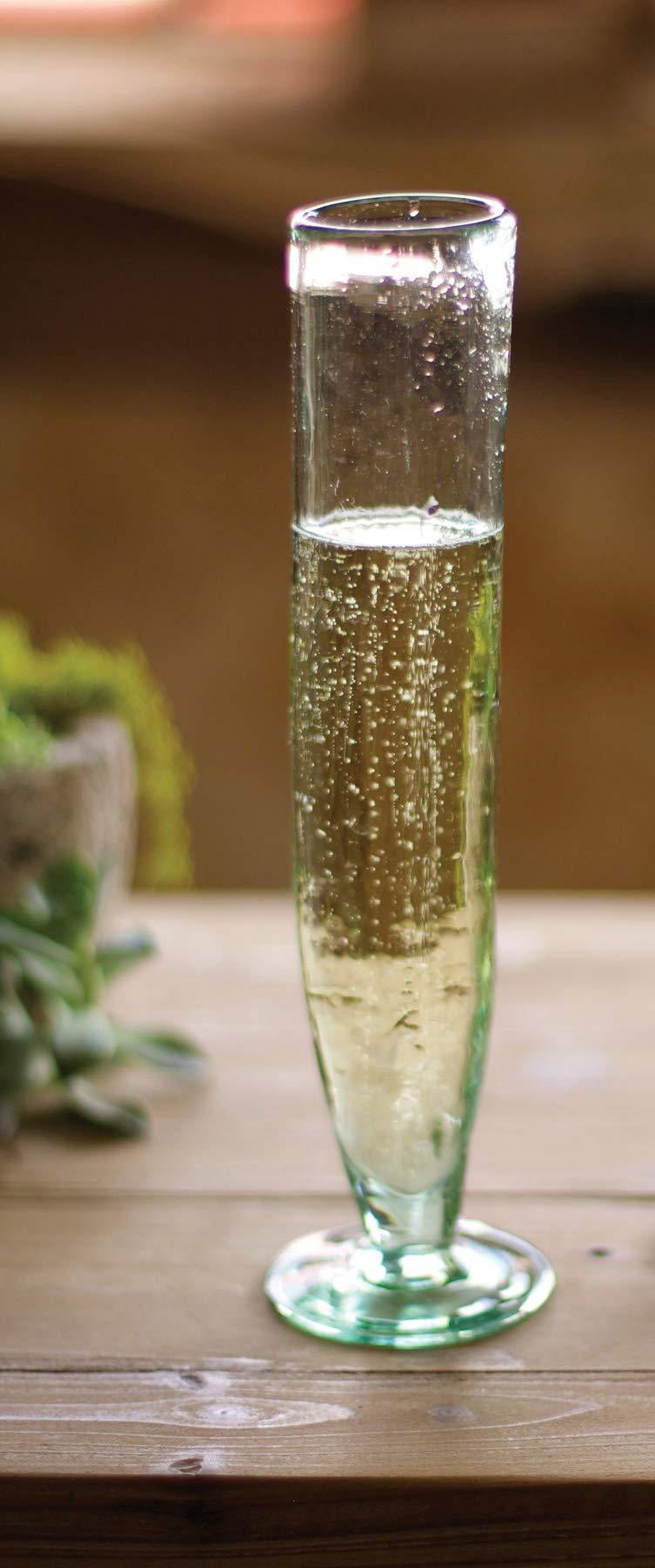 Kalalou Tall Recycled Champagne Flute, One Size, Set of 6, Green