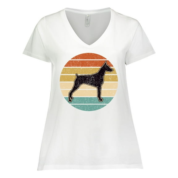 Inktastic Doberman Dog Retro Sunset Women's Plus Size V-Neck T-Shirt