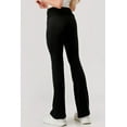 thumbnail image 5 of Soft Fleece Lined Fold Over Ruched Waist Flare Pants - Black, 5 of 9