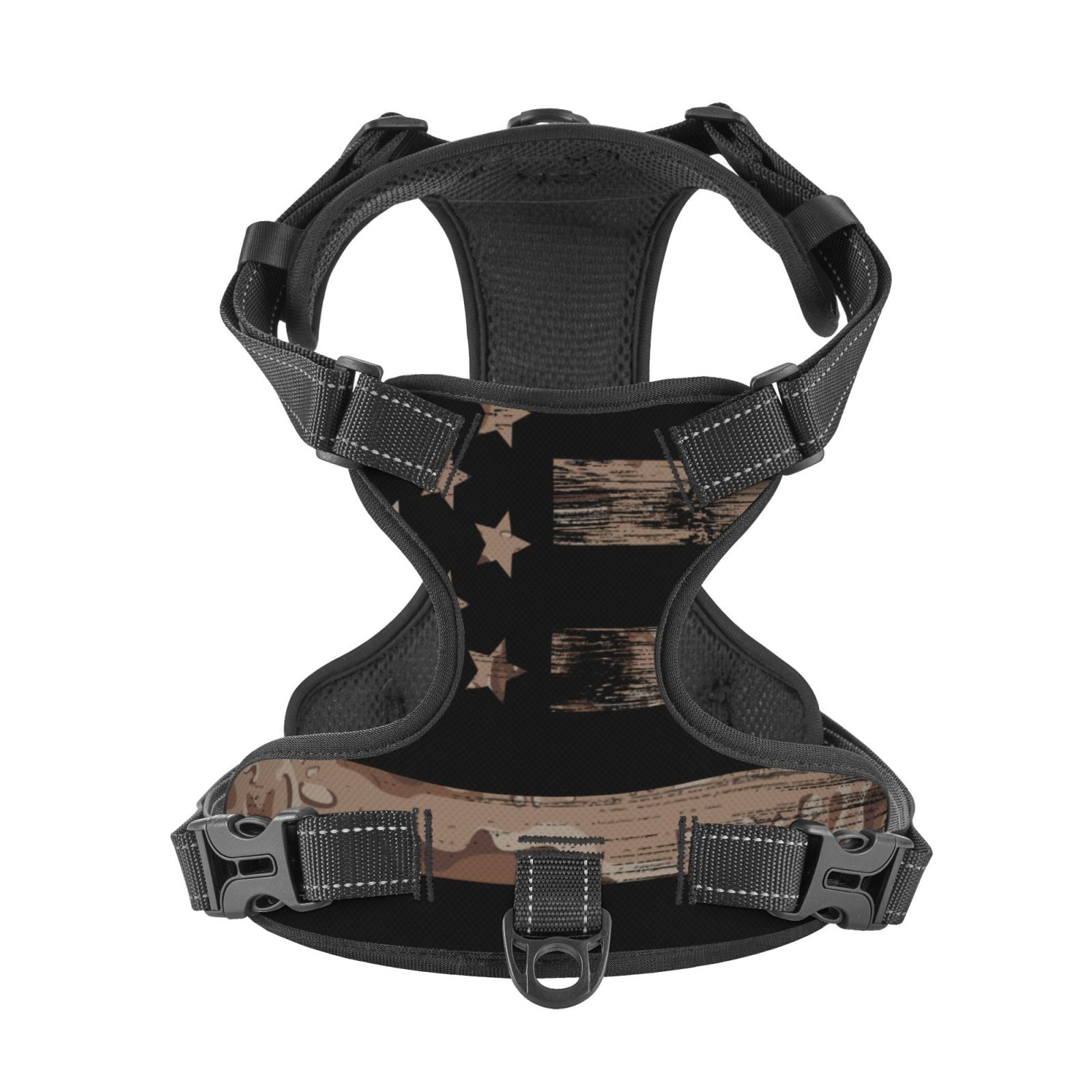 Picia American Flag with Desert Camouflage No-Pull Dog Harness Reflective Front Clip Vest with Handle,Step-in Air Dog Harness,Adjustable 2 Metal Rings 4 Buckles,Easy to Put on & Take Off Medium