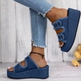 thumbnail image 4 of Women's Platform Slide Sandals Comfortable Thick Sole Wedge Slides Buckle Strap Casual Summer Sandals Fashion Beach Vacation Slippers Blue 6.5(37), 4 of 6