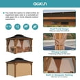 thumbnail image 3 of Aoxun 10x12FT Patio Hardtop Gazebo, Aluminum Frame Double Roof Pavilion with Netting and Curtains for Garden, Patio, Lawns, 3 of 7