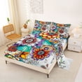 thumbnail image 2 of Erosebridal Colorful Bohemian Flowers Queen Sheet Sets,Vintage Boho Exotic Style Bed Set For Adults 4 Pieces, 2 of 6