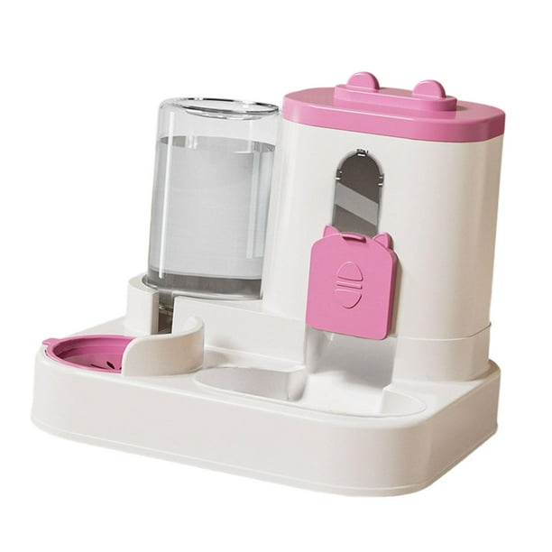 Comedero y bebedero automático para mascotas, dispensador de comida y agua 2 en 1 para gatos, cachorros, gatitos, gatos y perros pequeños y medianos. Rosa