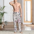 thumbnail image 5 of Uemuo Vintage Butterflies Pattern Men's Wide Leg Palazzo Lounge Pants with Pockets Light Weight Loose Comfy Casual Pajama Pants-Medium, 5 of 9