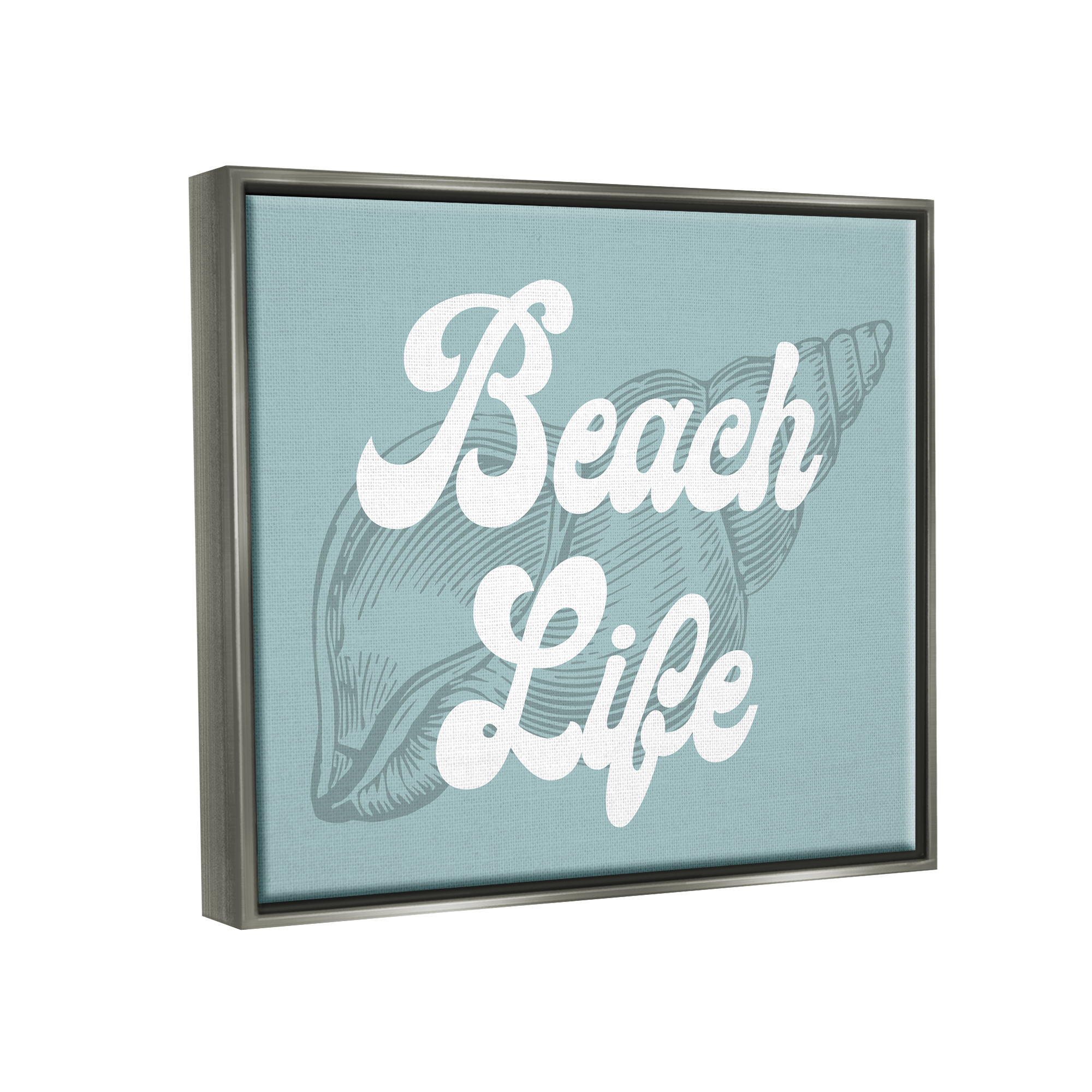 Stupell Industries Beach Life Retro Shell Animals & Insects Painting Gray Floater Framed Canvas Art Print Wall Art, 21 x 17