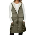 thumbnail image 2 of Huowey Fall Sweater For Women Hooded Quilted Vest Thick Warm Fuzzy Wool Lined Solid Color Sleeveless Jacket With Pockets Stylish Casual Outerwear Coat Tops Winter Clothes,Army Green,Xl, 2 of 7