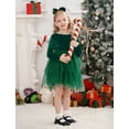 thumbnail image 5 of IDOPIP Toddler Girls Velvet Tulle Tutu Dress Long Sleeve Bowknot Christmas Dress Fall Winter Dresses, 5 of 9