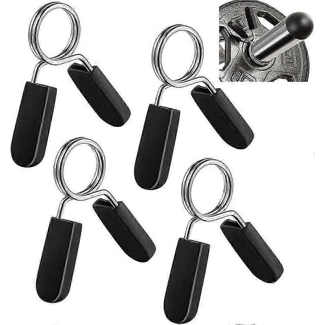 Spring Clip Collars, 1 inch (25 mm) for Smooth Dumbbell Handle or Standard Weightlifting Barbell (Pack of 4)
