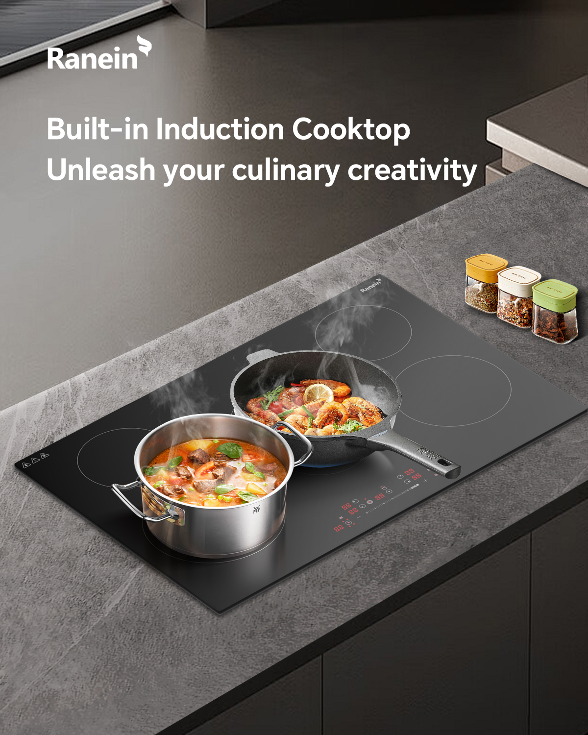 Electric Cooktop with 5 Burners, 30 inch 8800W 240V Ceramic Panel Electric Cooktop, Multiple Safety Protections Stove, Touch Screen