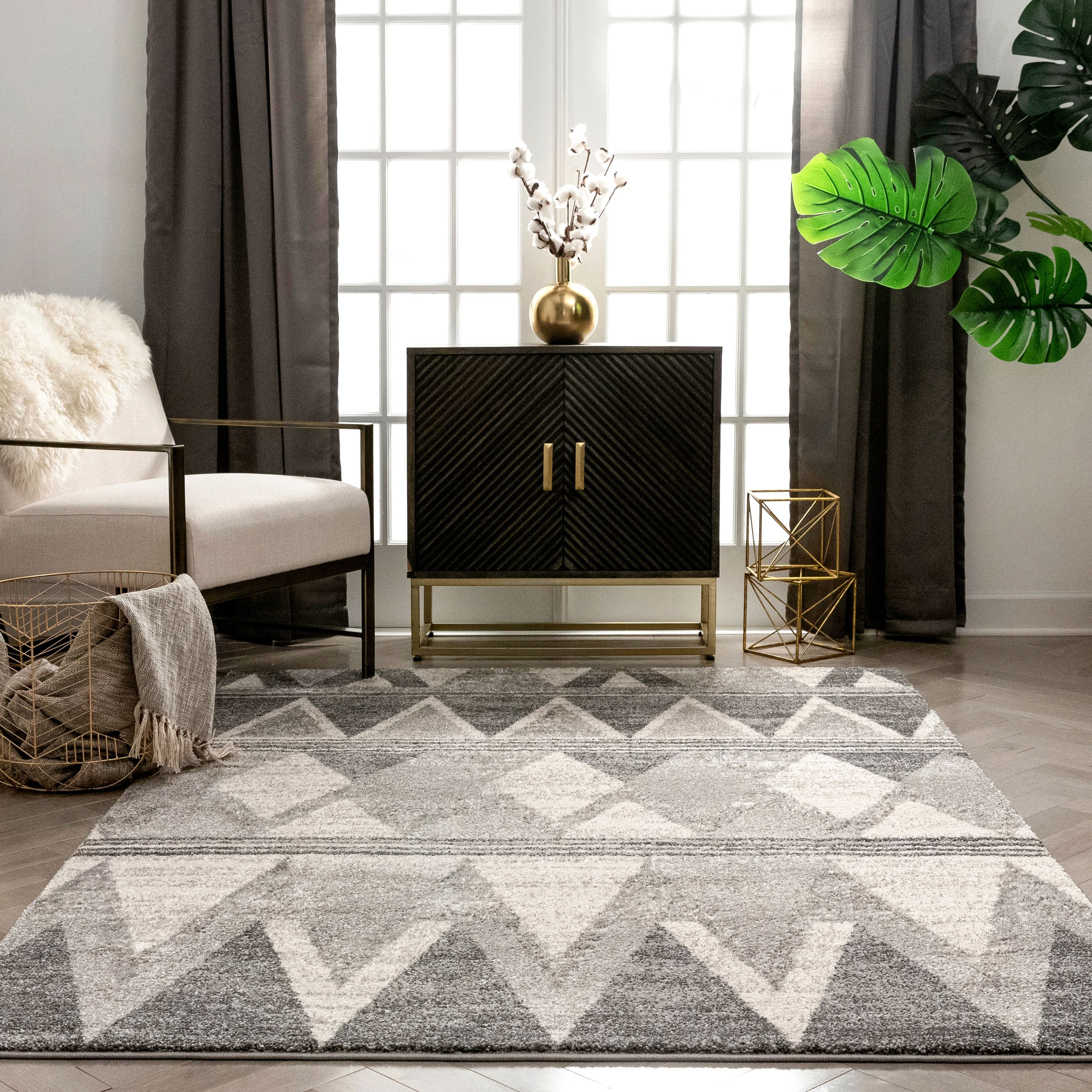 Well Woven Lisbon Minas Distressed Geometric Diamond Pattern Grey 5 3 X 7 3 Area Rug Walmart Com Walmart Com