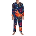 thumbnail image 3 of Honeii Tropical Flower Pattern Mens Pajamas Set,2pcs Men's Lounge Long Sleeve Sleep Shirt and Pajama Bottoms Sleepwear Set,Mens Pjs Sets-X-Large, 3 of 7