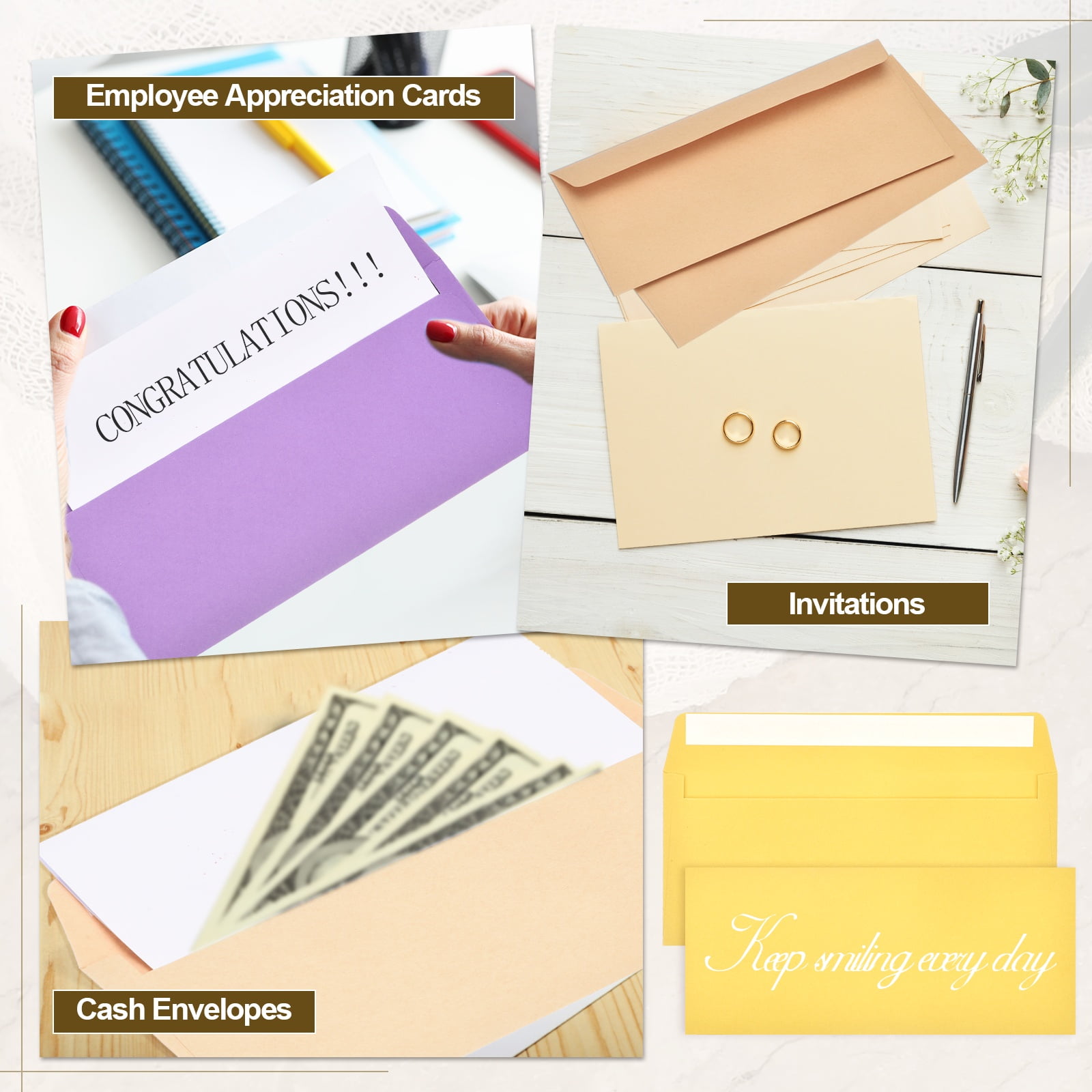 Uxcell 60 Pack Lemon Yellow #10 Business Envelopes, Colored Self Seal Letter Size