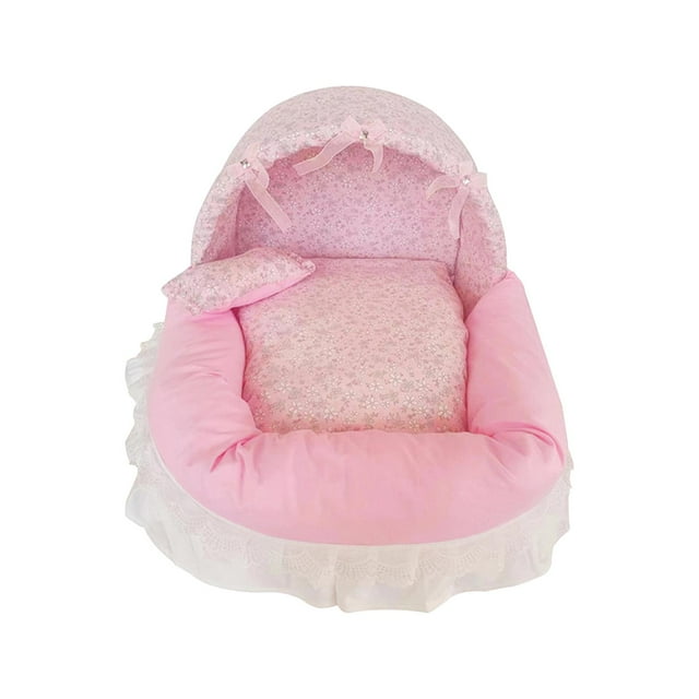 Nido para gatos semicerrado, cama para gatos, cueva con fondo antideslizante, escondite suave para gatos de interior, cama para dormir portátil para , rosa m