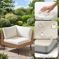 thumbnail image 5 of LAZZO 5-Piece Outdoor Wicker Conversation Set, All-Weather Sectional Sofa with 4 Chairs & 1 Ottoman, Beige Cushions, 5 of 8