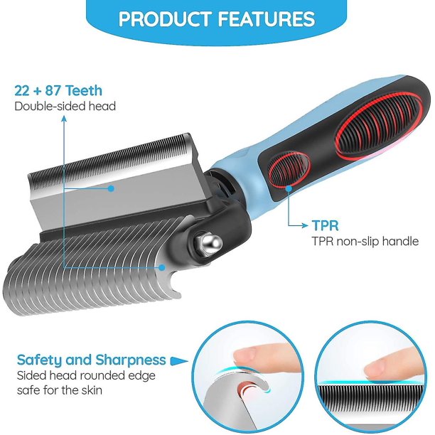Dog Brush And Cat Brush 2 Sided Pet Grooming Tool For Deshedding, Mats Tangles Removing No More Nasty Shedding And Fl