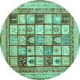 thumbnail image 1 of Ahgly Company Indoor Round Abstract Turquoise Blue Contemporary Area Rugs, 7' Round, 1 of 4