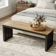 thumbnail image 3 of Finmind End of Bed  Bench, 47 inch  Industrial Indoor Bench for Entryway, Foyer, Bedroom, Living Room, Brown & Black, 3 of 11