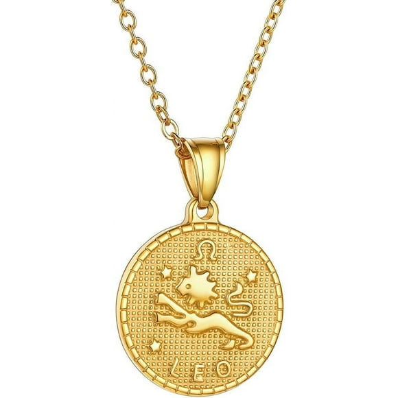 shiyou-GoldChic Jewelry Gold Zodiac Coin Necklace for Women Men, Constellation Horoscope Astrology Pendant Necklaces Lucky Jewelry