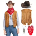 thumbnail image 1 of Chaleco vaquero Joerita Western con borlas para hombre, 1 of 8