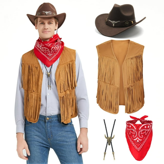 Chaleco vaquero Joerita Western con borlas para hombre