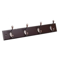 Coat and Hat Rack Wall Mount - 6 Hook Organizer - Entryway Towel Leash Holder - Brown Bronze Finish - 17 Inch