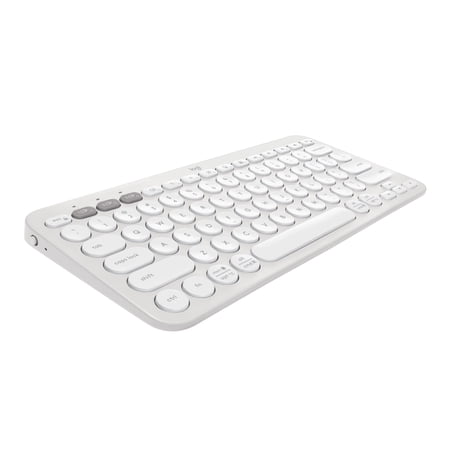 Logitech Pebble Keys 2 K380s, Multi-Device Bluetooth Wireless Keyboard with Customizable Shortcuts, Slim and Portable, Tonal White