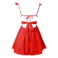 thumbnail image 6 of OSOLU Solid Color Women Spaghetti Strap Mini Dress Low Cut Sleeveeless Mini Dress Backless Going Out Ruffle Beach Wear Dress Versatile Sundress Flowy 2025 Elegant Classy Dresses, 6 of 6