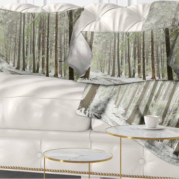 Designart Spring Beech Forest Scenery - Landscape Photo Throw Pillow - 12x20