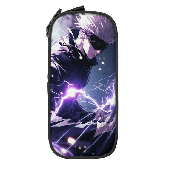 Large Capacity Pencil Box Jujutsu Kaisen Gojo Satoru Canvas Pen Case Cosmetic Bag Black