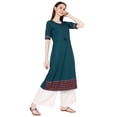 thumbnail image 2 of Phagun Solid A-Line Kurtis For Women Poly Crepe Short Sleeve Buttoned Long Ethic Kurta, 2 of 7