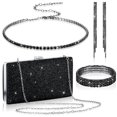 thumbnail image 1 of Conjunto de joyas Kigeli Rhinestone para noche, bolso de mano para mujer, negro, 1 of 6