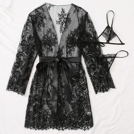 

Honeeladyy Fashion Women s Home Sexy Underwear Lace Up Robe Bikini Top erotic lingerie for women