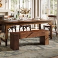 thumbnail image 4 of Finmind 47.24-inch Solid Wood Dining Bench, Farmhouse Long Kitchen Bench with Sturdy Legs for Dining Room, Living Room, Brown, 4 of 8