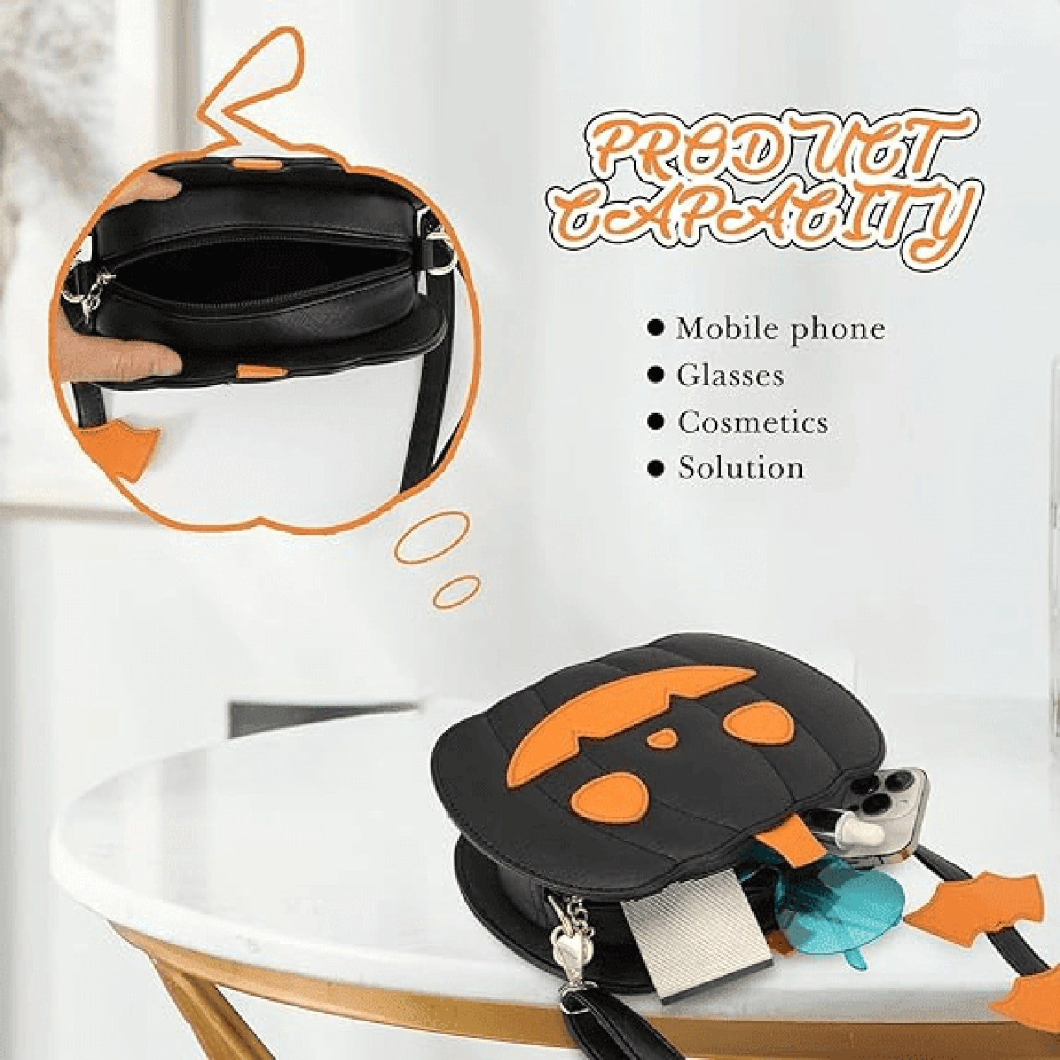 Halloween Pumpkin Crossbody Bag PU Leather Shoulder Purse for Women