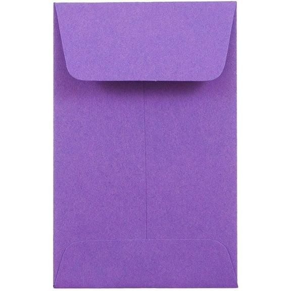 JAM Paper #1 Coin Envelopes, 2 1/4 x 3 1/2, Violet Purple, 1000/Carton