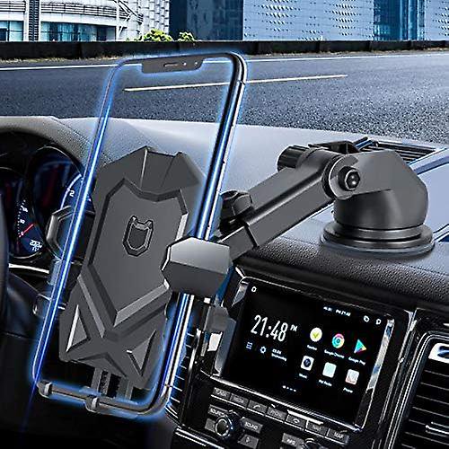 Car Phone Mount Holder for Dashboard Windshield Compatible with All iPhone & Android Cell Phones, Black