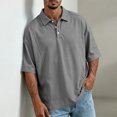 thumbnail image 5 of Fanshiluo Men's Drop Shoulder Short Sleeve Polo Shirt, Loose Casual Collared Top,Size:L,Big and Tall Men, 5 of 8